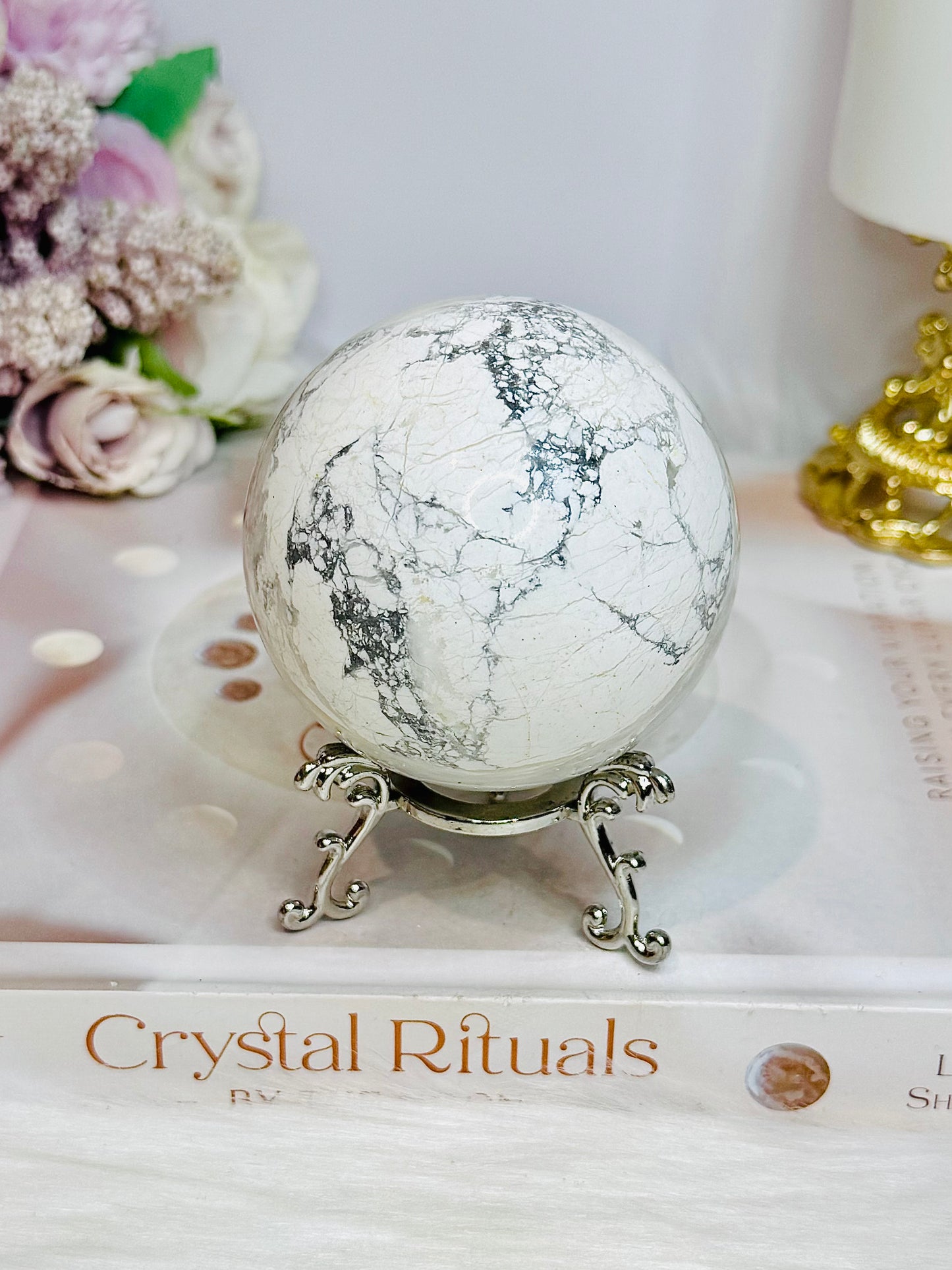 Large Howlite Sphere on Stand 726g
