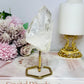 Clear Quartz Cluster on Gold Stand 13cm