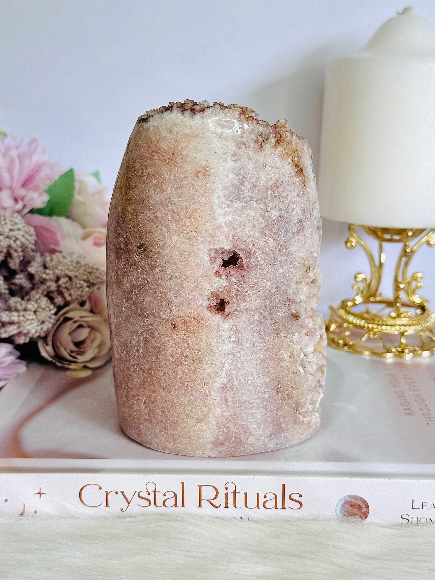 Incredible Natural Large Pink Amenities Druzy Freeform From Brazil 894grams 12.5cm