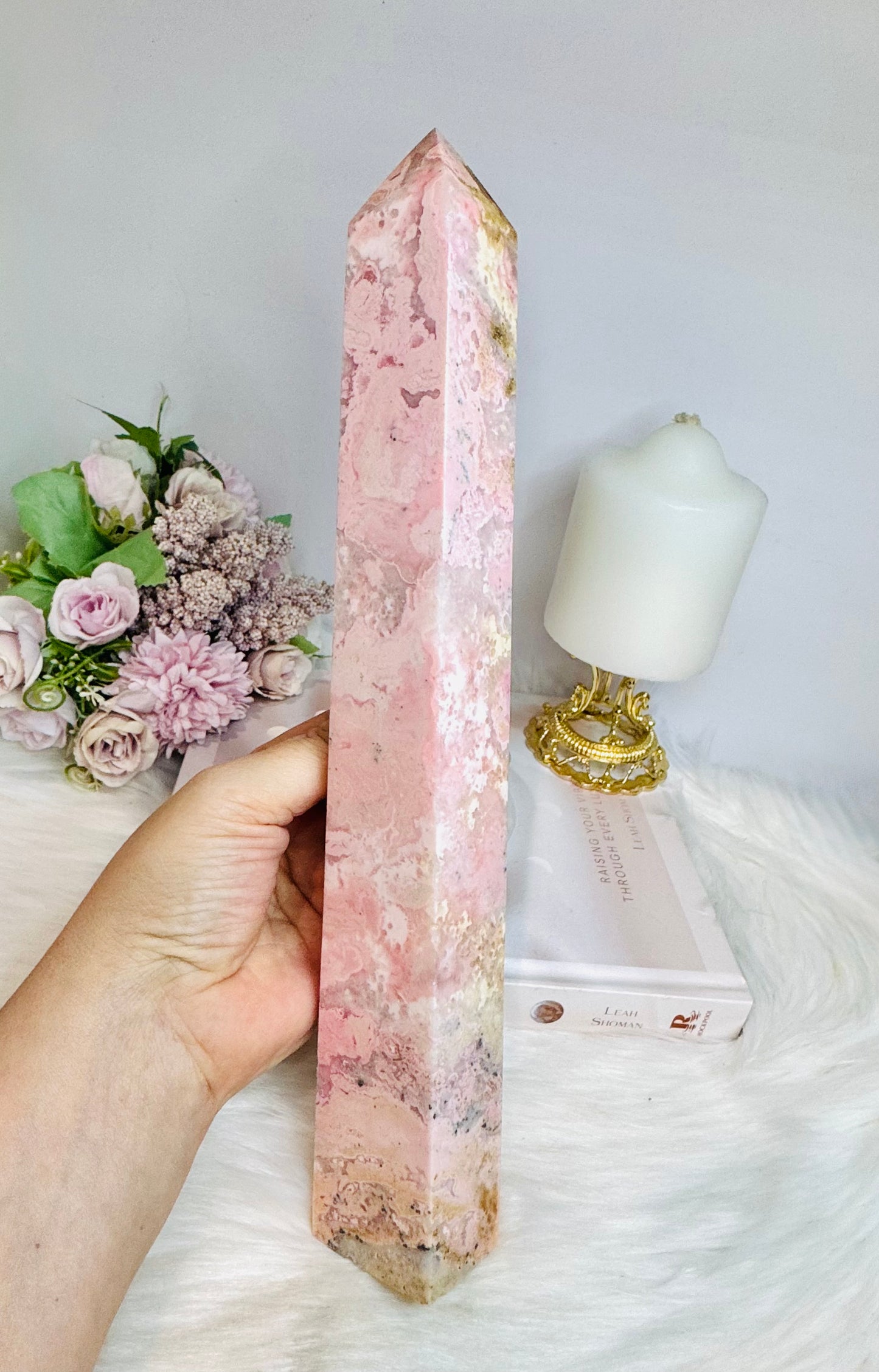 Huge Pink Peruvian Rhodochrosite Tower 29cm 993grams