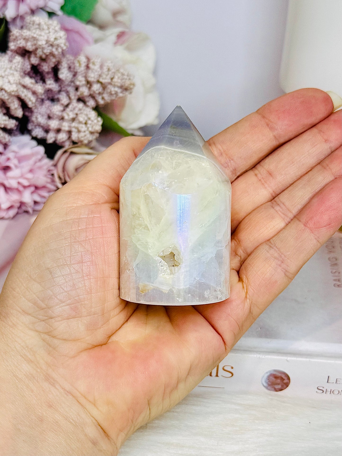 Angel Aura Druzy Agate Cylinder Point 7cm