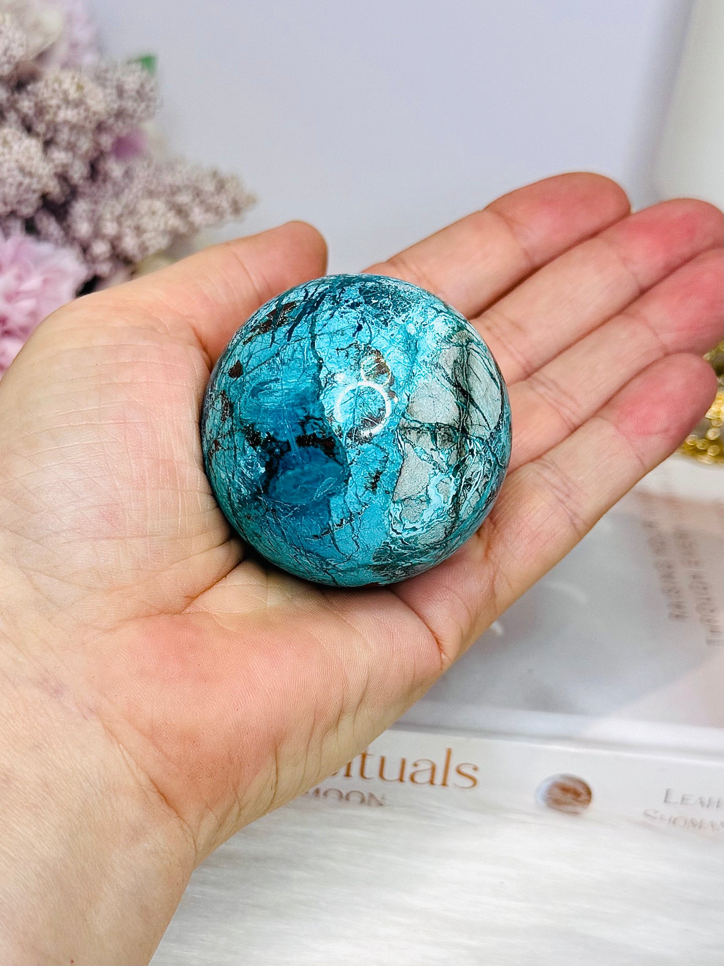 High Grade Chrysocolla Sphere on Stand 181g