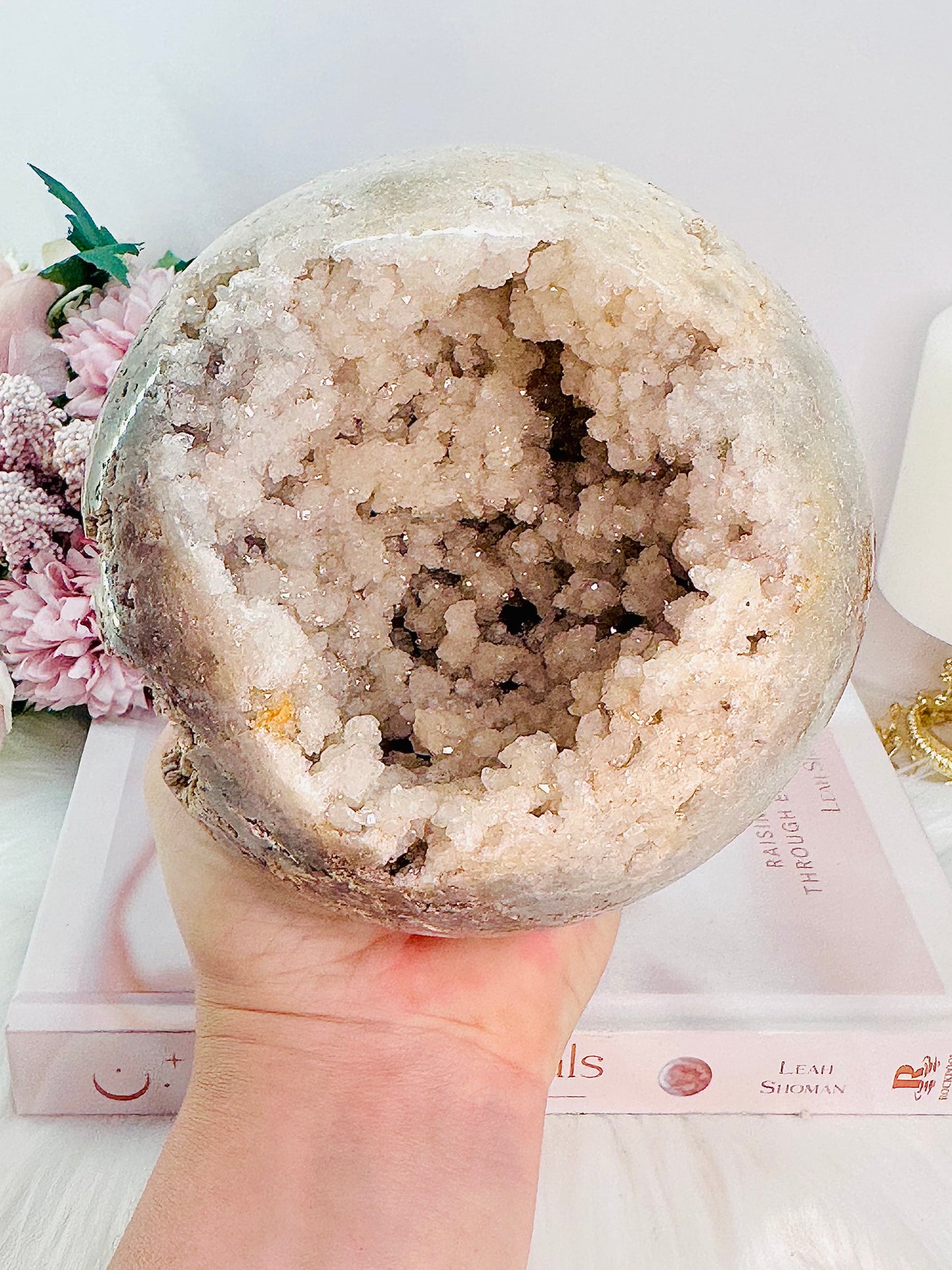SHE IS THE QUEEN OF SPHERES !!! 
Classy & Fabulous HUGE 1.72KG 12cm Sparkling Stunning Pink Amethyst Druzy Sphere From Brazil Comes With A Stand