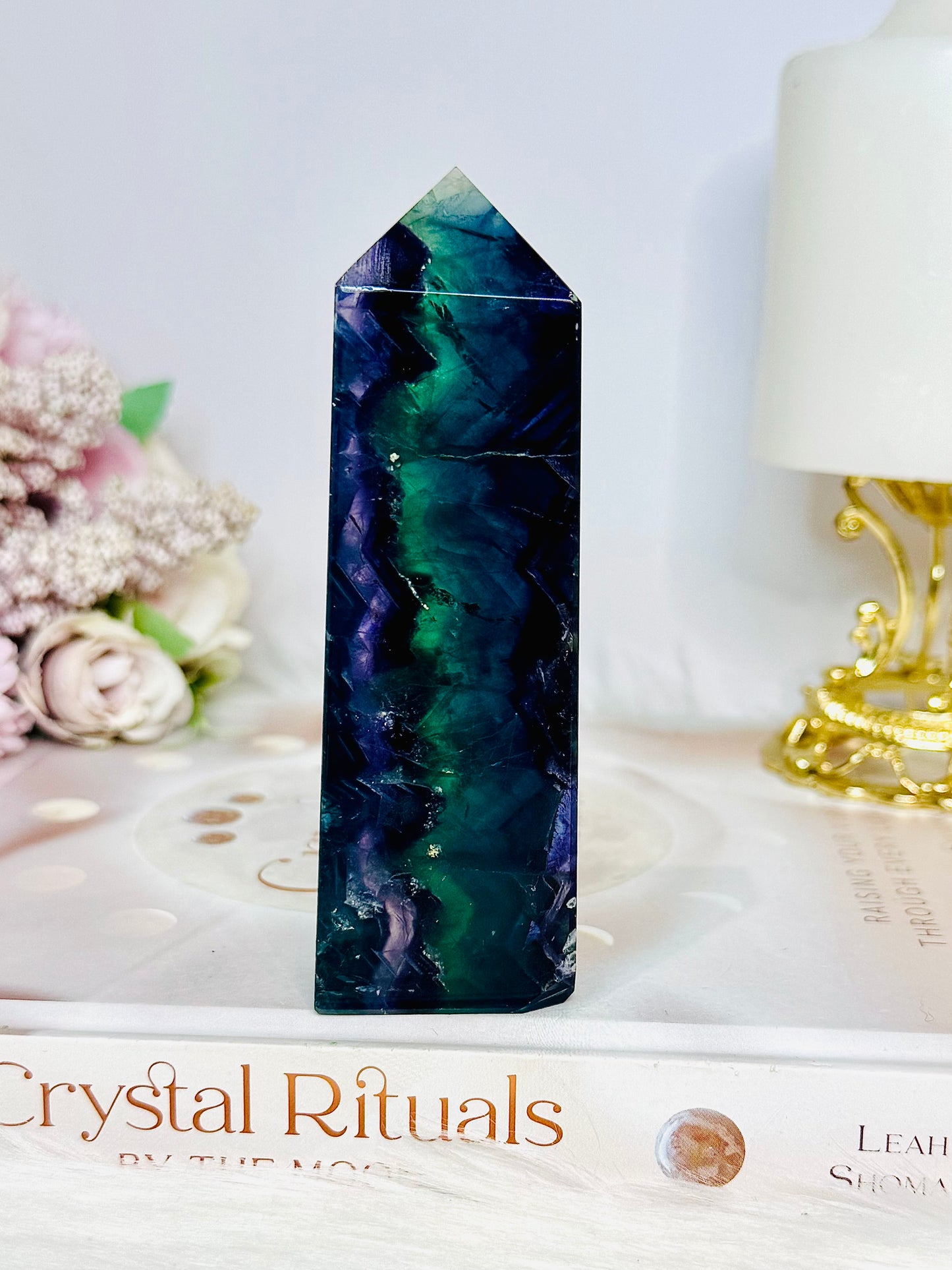 High Grade Rainbow Fluorite Tower 10.5cm