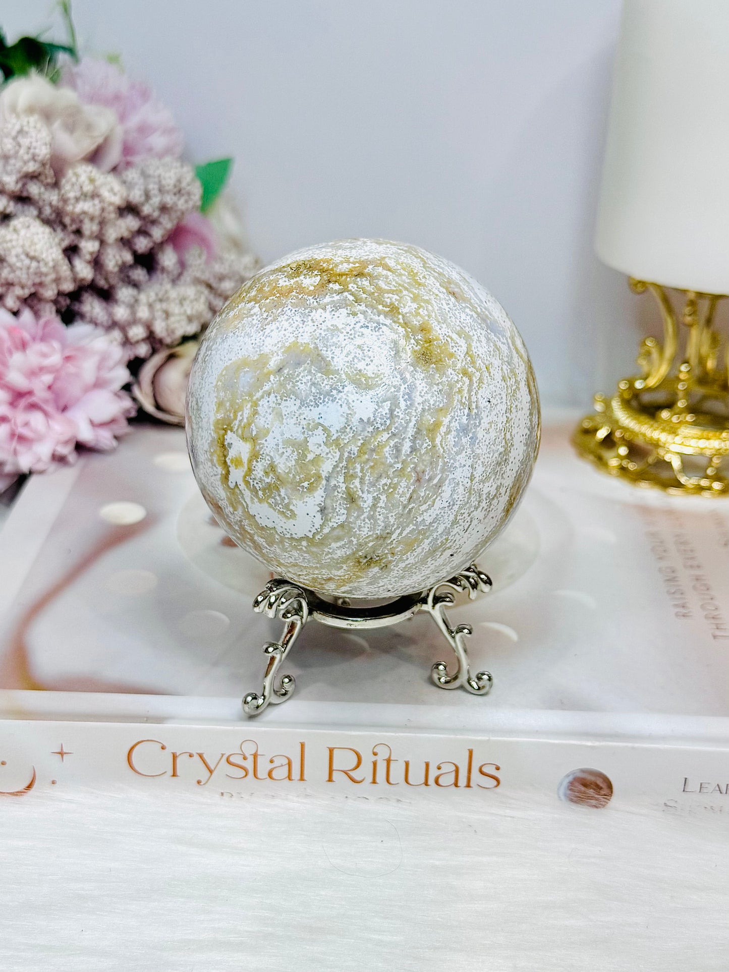 Large Ocean Jasper Sphere On Stand 480g