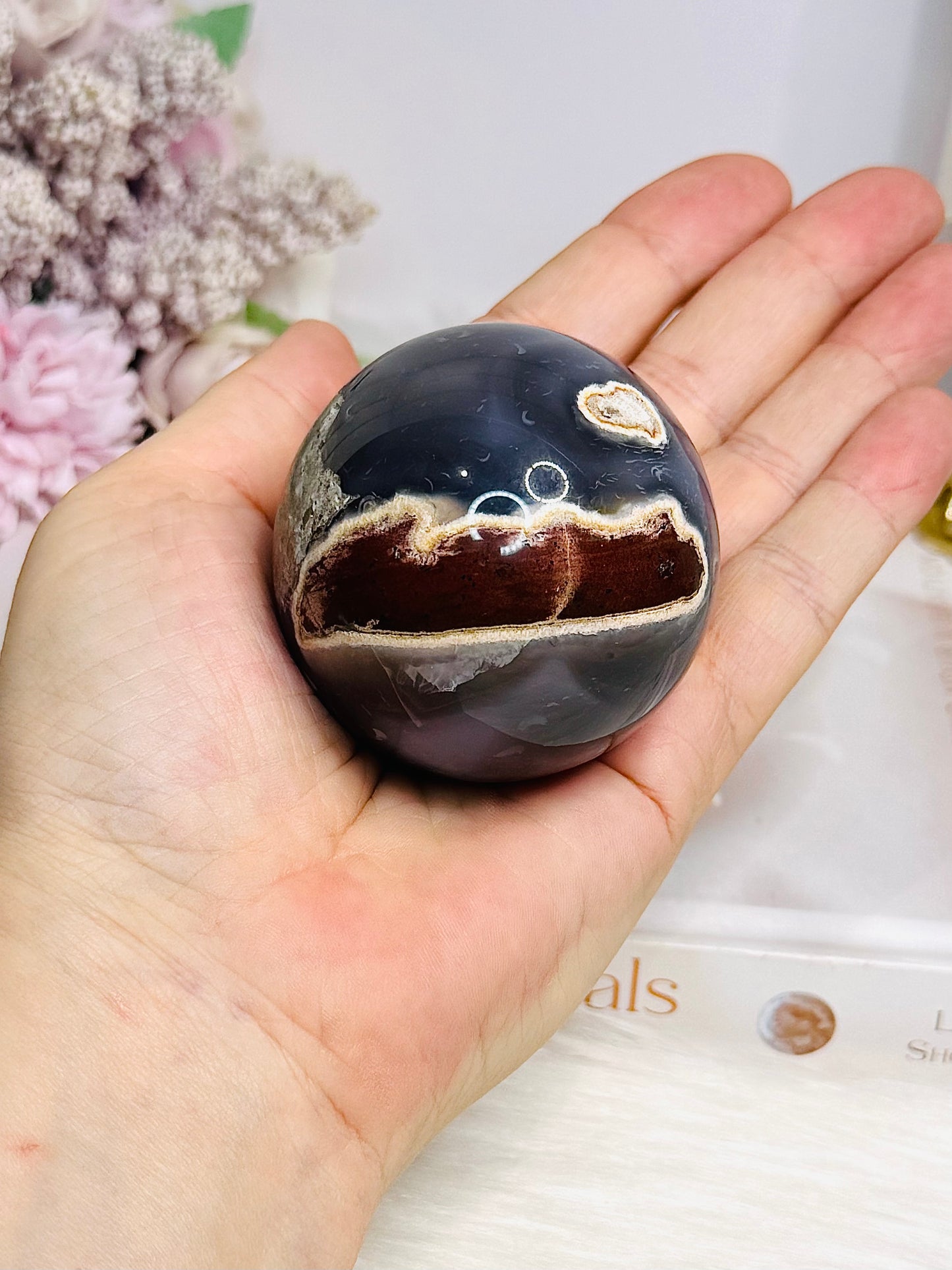Volcano | Football Agate Sphere On Stand 216g