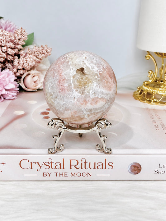 Druzy Pink Amethyst Sphere on Stand 285g