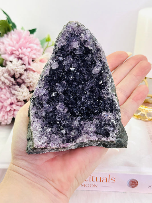 Absolutely Beautiful 9.5cm 389gram Natural Amethyst Base Cut Cluster From Brazil