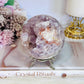 Classy & Fabulous High Grade Pink Amethyst Druzy Sphere On Stand From Brazil 702grams