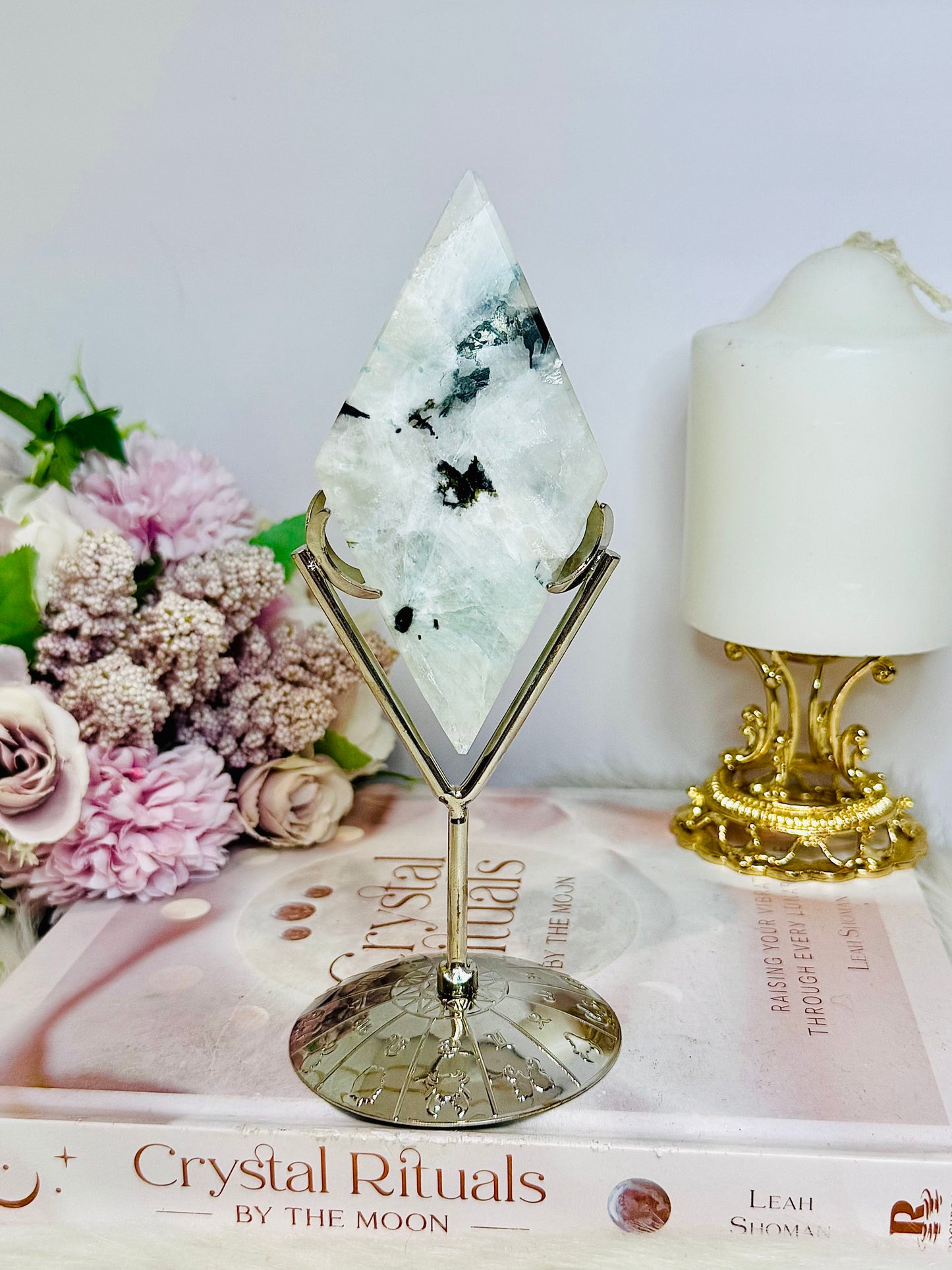 Rainbow Moonstone Diamond On Stand 17cm