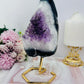 Large 20cm 1.1KG Natural Amethyst Agate Cluster Freeform on Gold Stand
