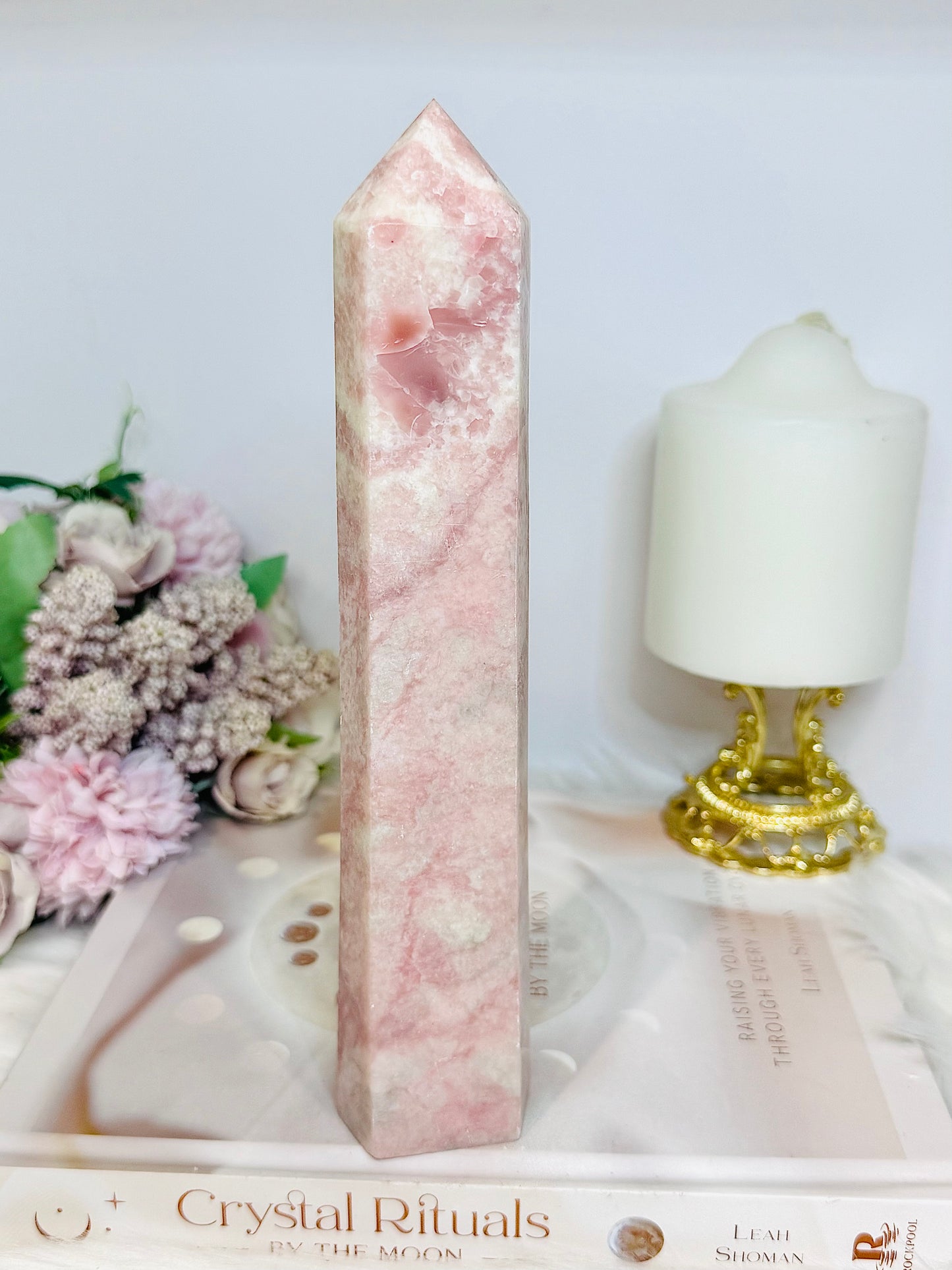 Large Pink Opal Tower 21cm