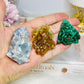 Set of 3 Specimen ~ Blue Calcite, Golden Healer & Velvet Malachite
