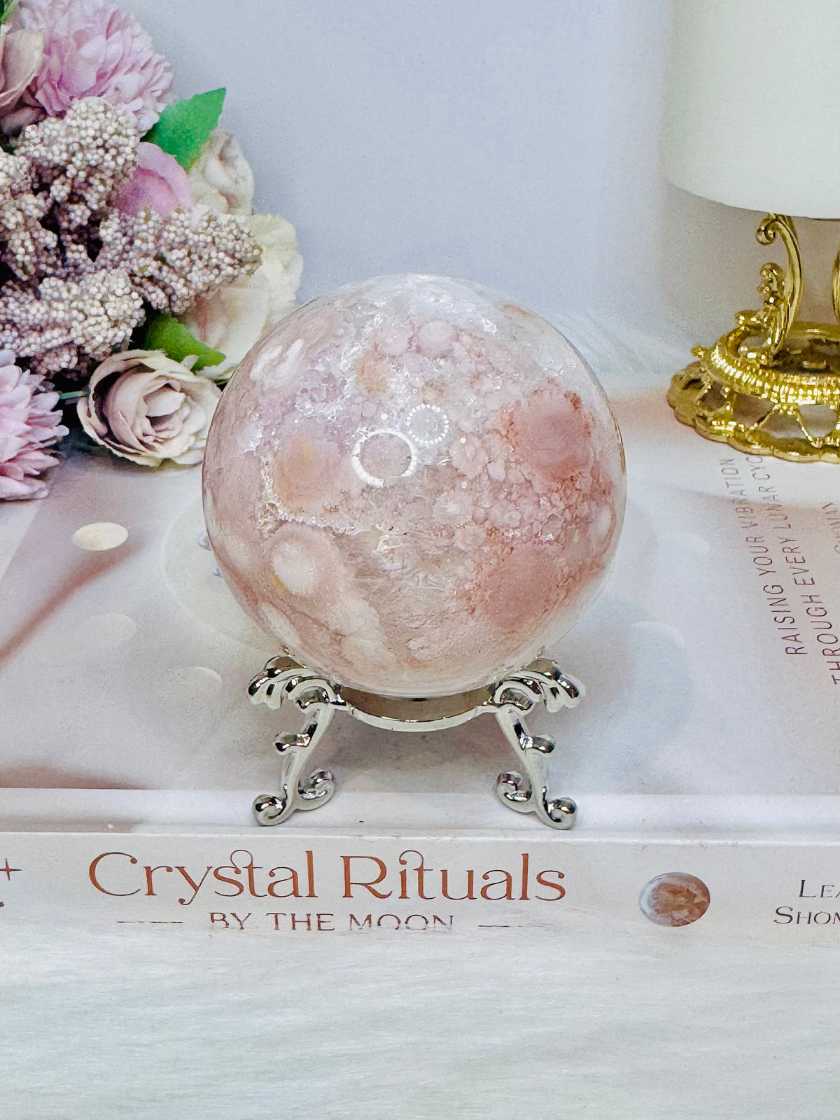 Pink Amethyst Druzy Sphere on Stand 362g