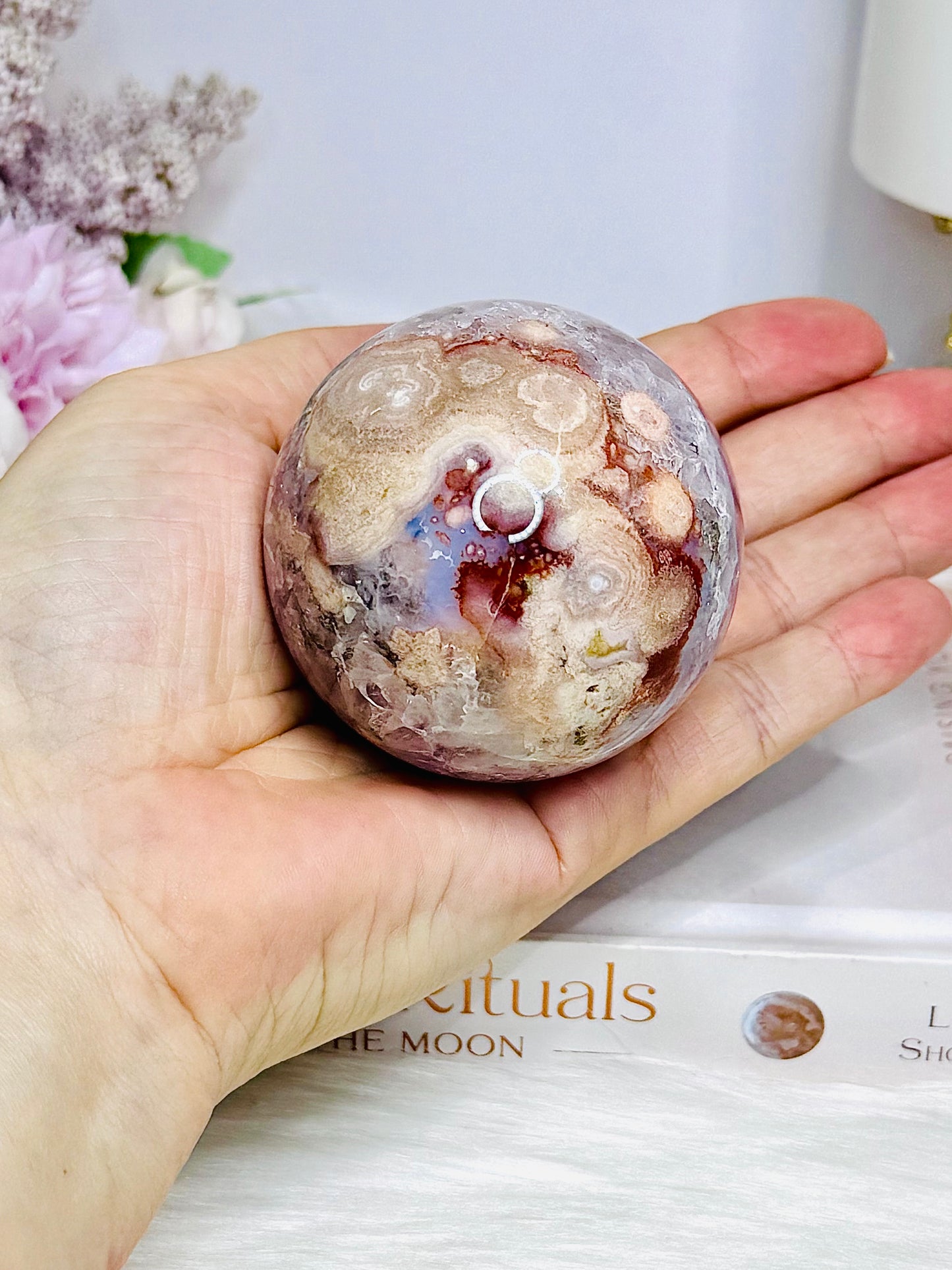 High Grade Pink Amethyst Sugar Druzy Sphere on Stand 281g