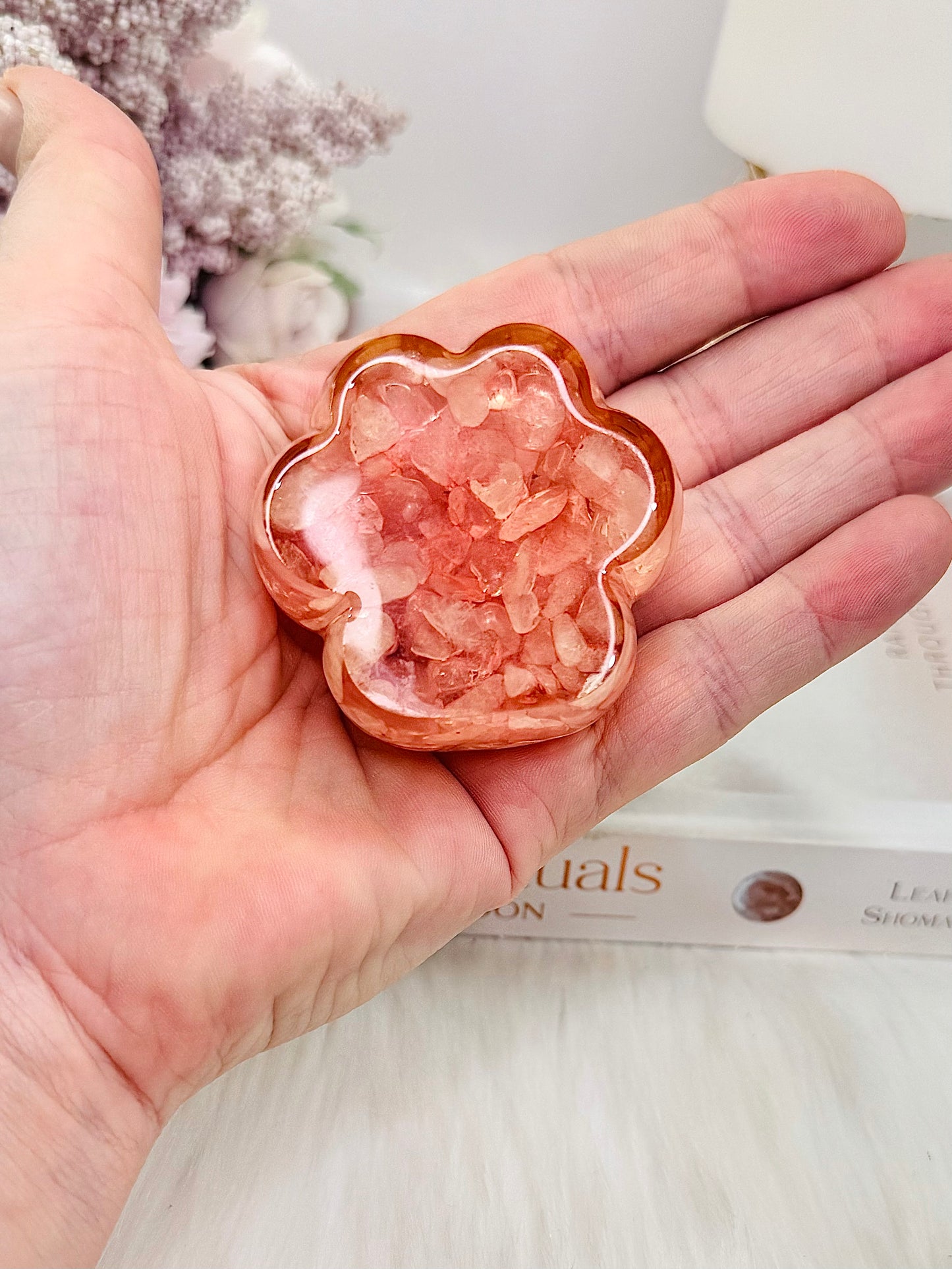 Beautiful Rose Quartz Filled Resin Paw