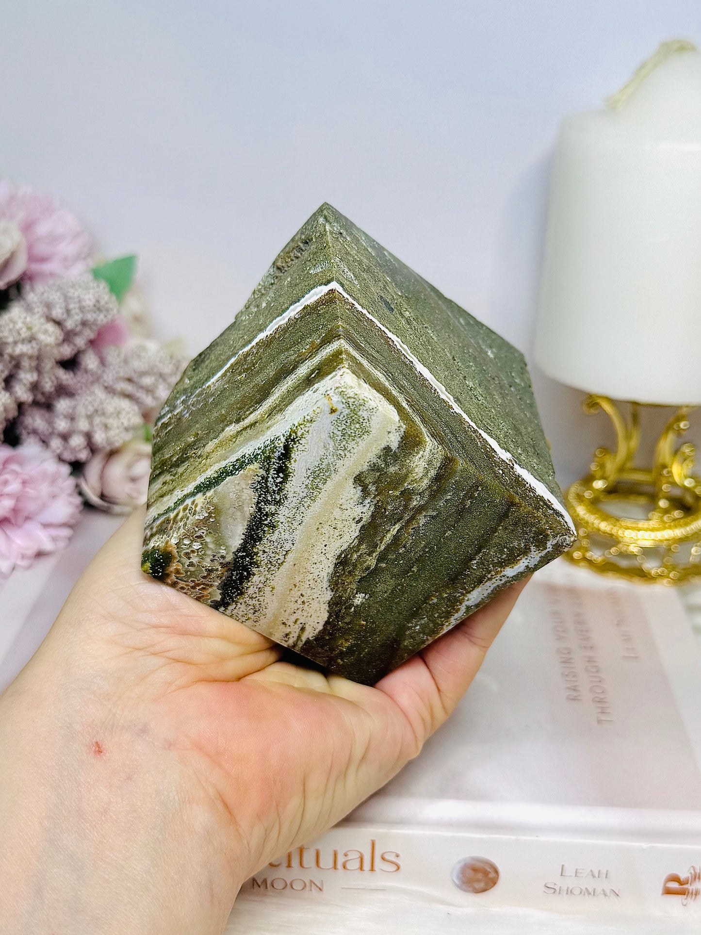 Large Ocean Jasper Druzy Cube 616g