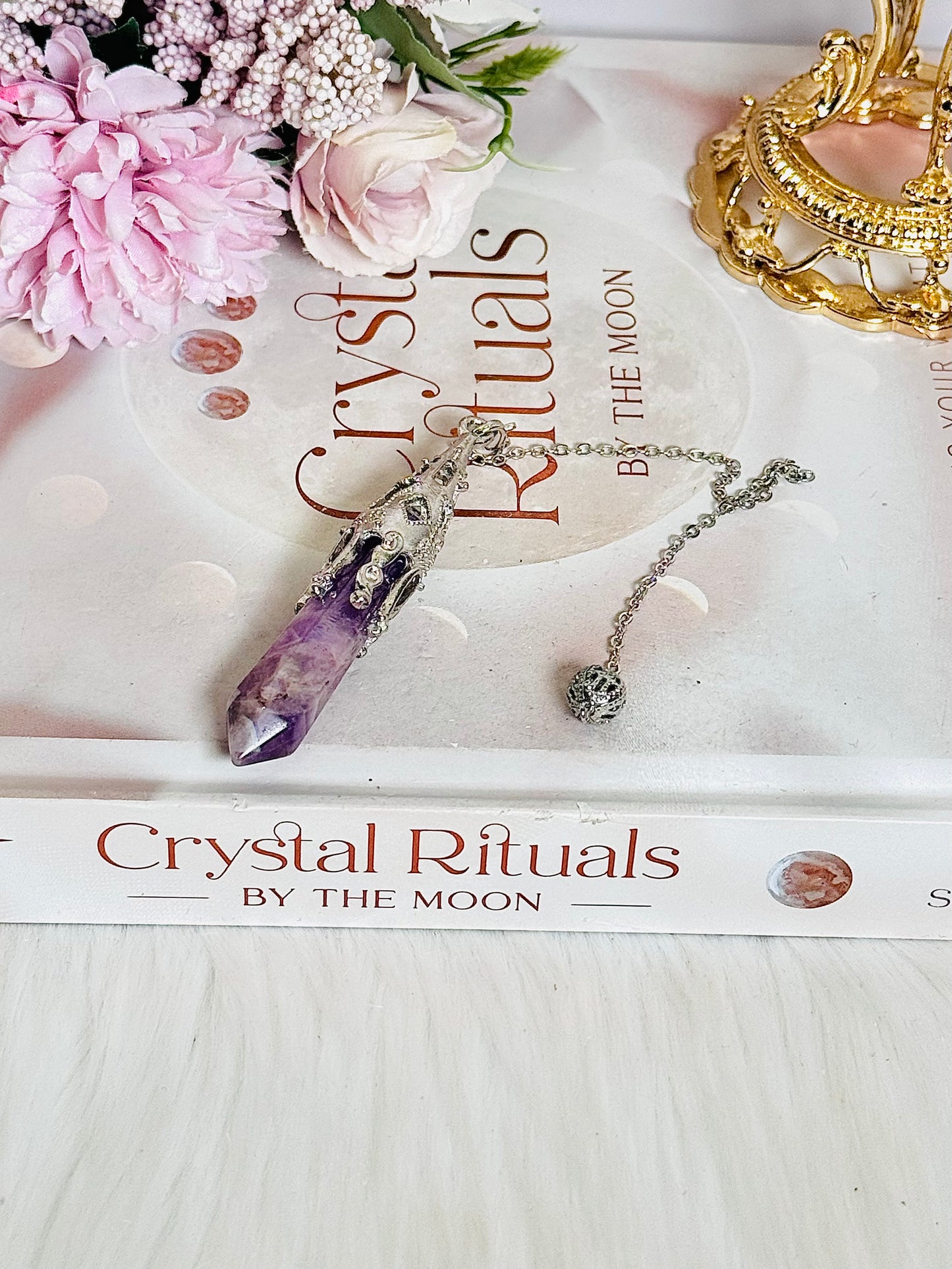 Amethyst Pendulum In Organza Gift Bag