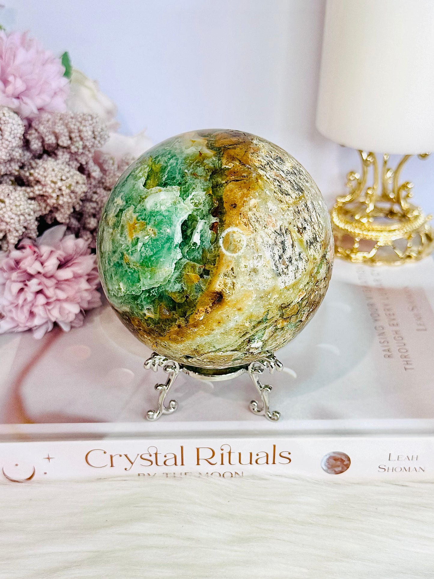 Huge Natural Glorious Variscite Sphere On Stand 802grams