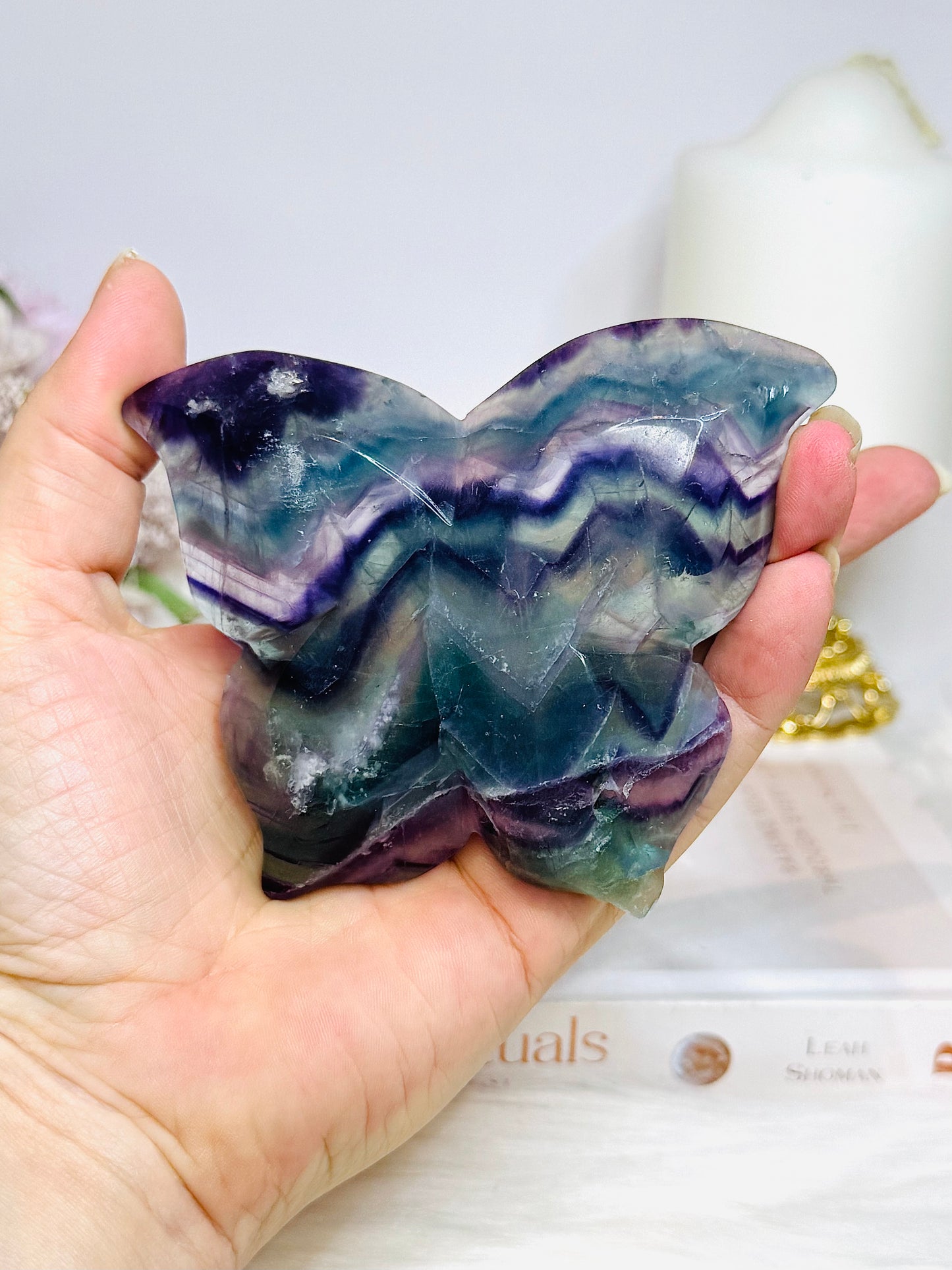 Rainbow Fluorite Butterfly Dish 8cm