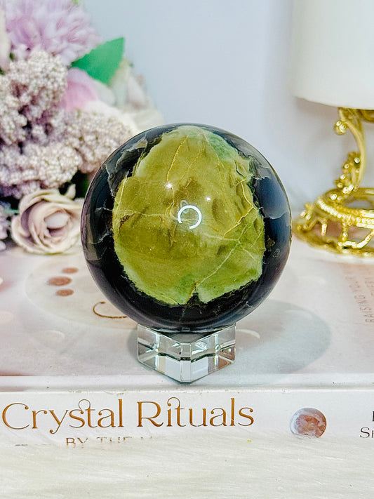 Large Volcano Agate (UV Reactive) Sphere On Stand 378g