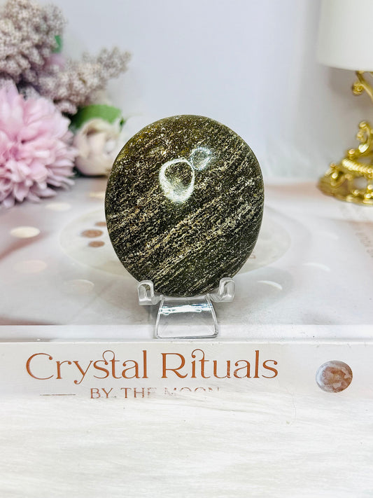 Large Ocean Jasper Palm Stone (stand is display only)