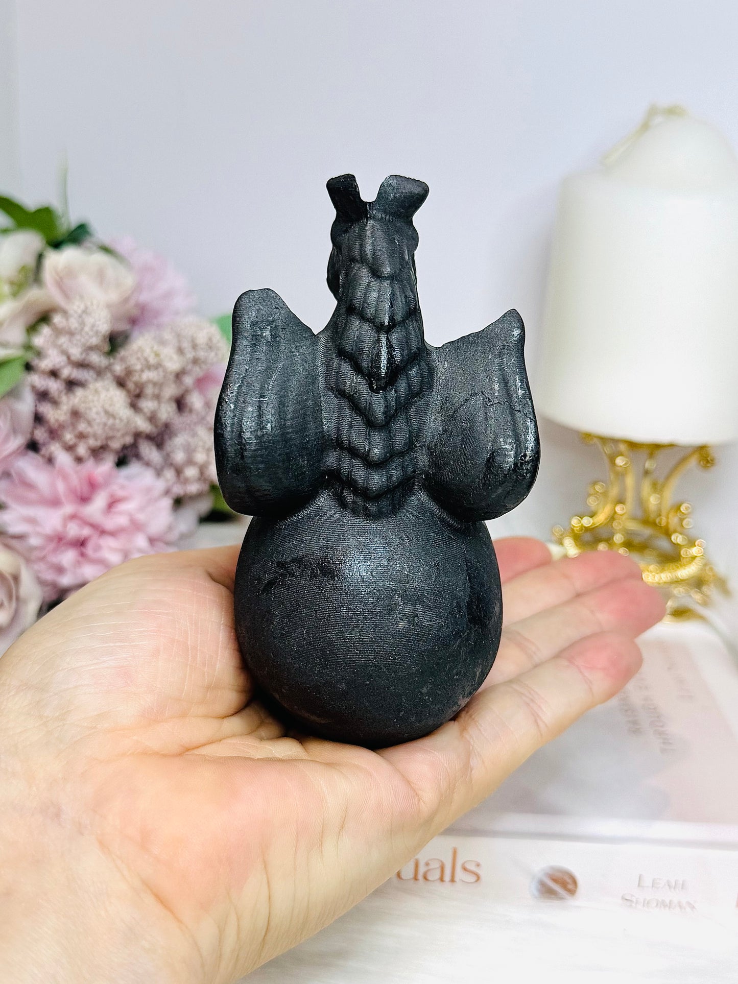 Shungite Carved Skull with Dragon 11cm