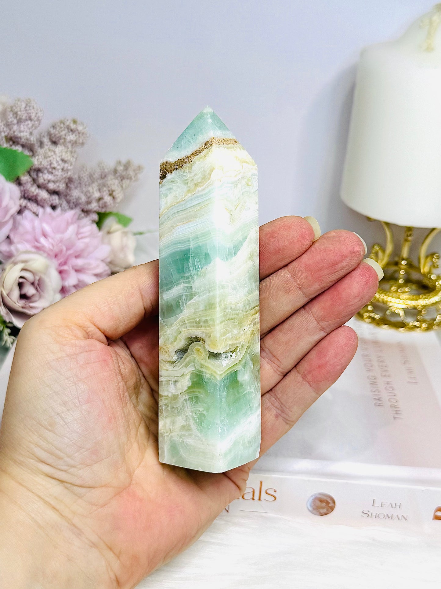 Caribbean Calcite Druzy Tower 12cm