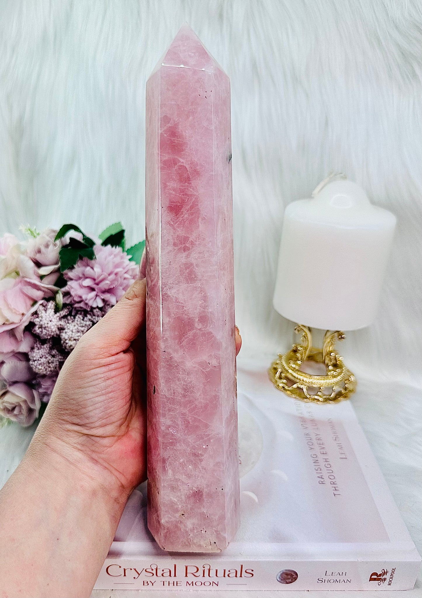 Unconditional Love ~ Fabulous Huge 27cm 1.1KG Chunky Rose Quartz Tower