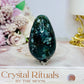 Moss Agate Carved Egg On Stand 7cm