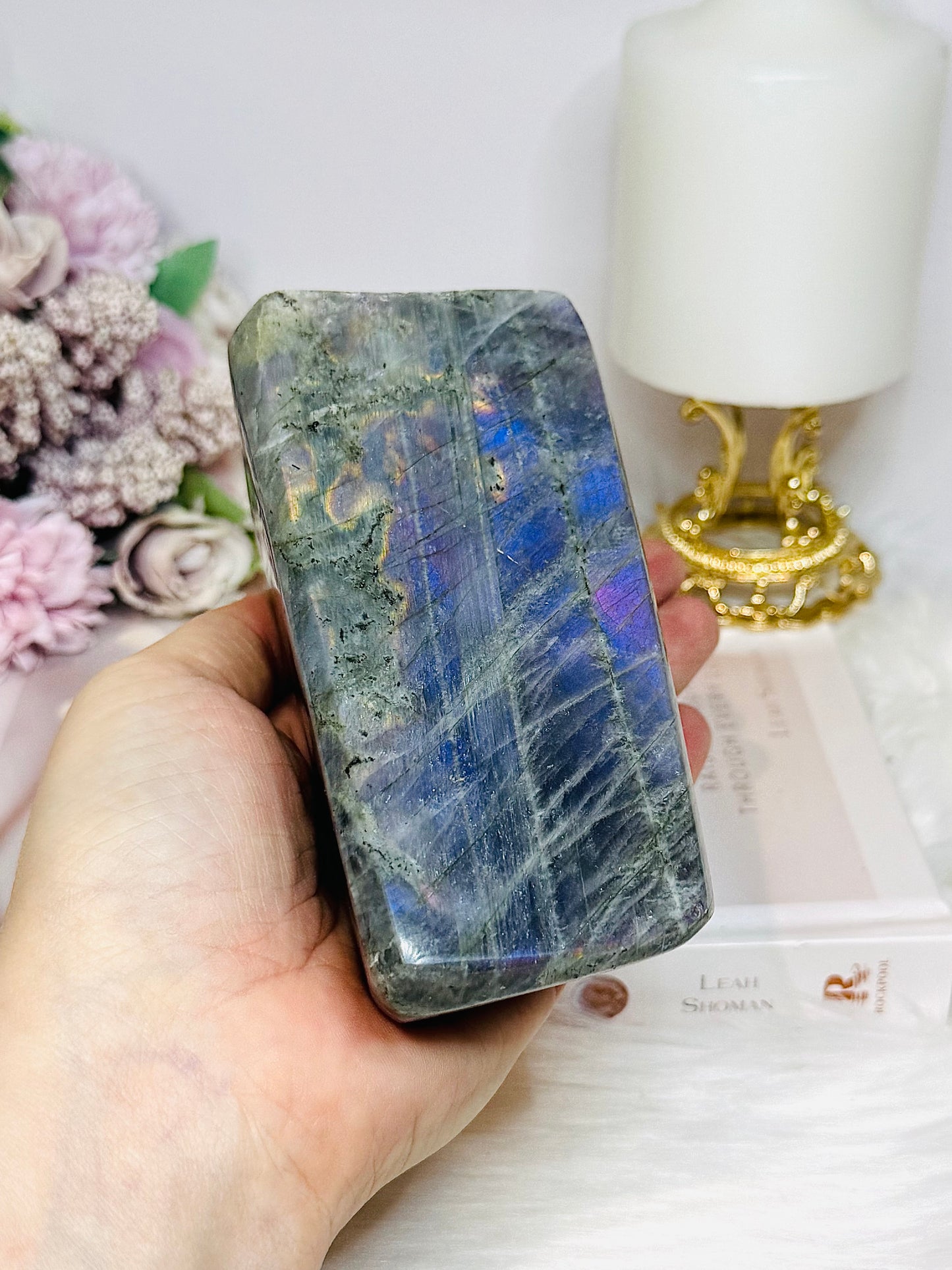 Purple Flash Labradorite Freeform 12cm 835g (flash looks blue in pics but is purple)