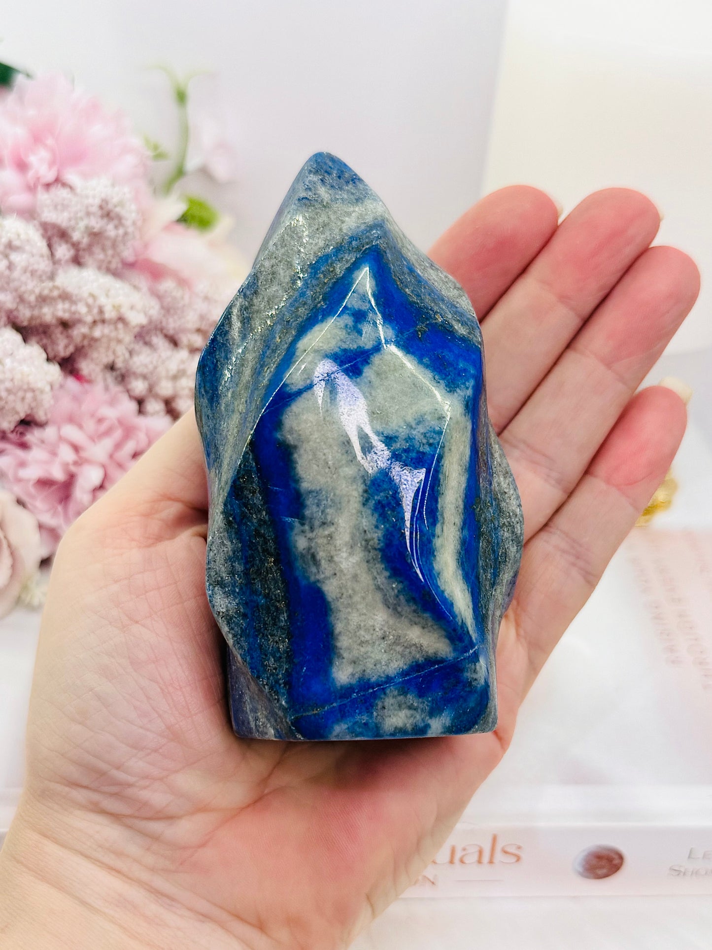 Large 466gram 11cm Lapis Lazuli Carved Flame