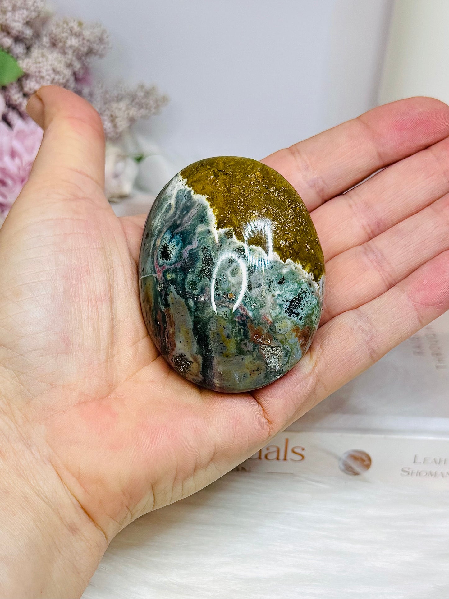 Large Ocean Jasper Palm Stone