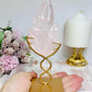 Rose Quartz Flame on Gold Stand 16cm