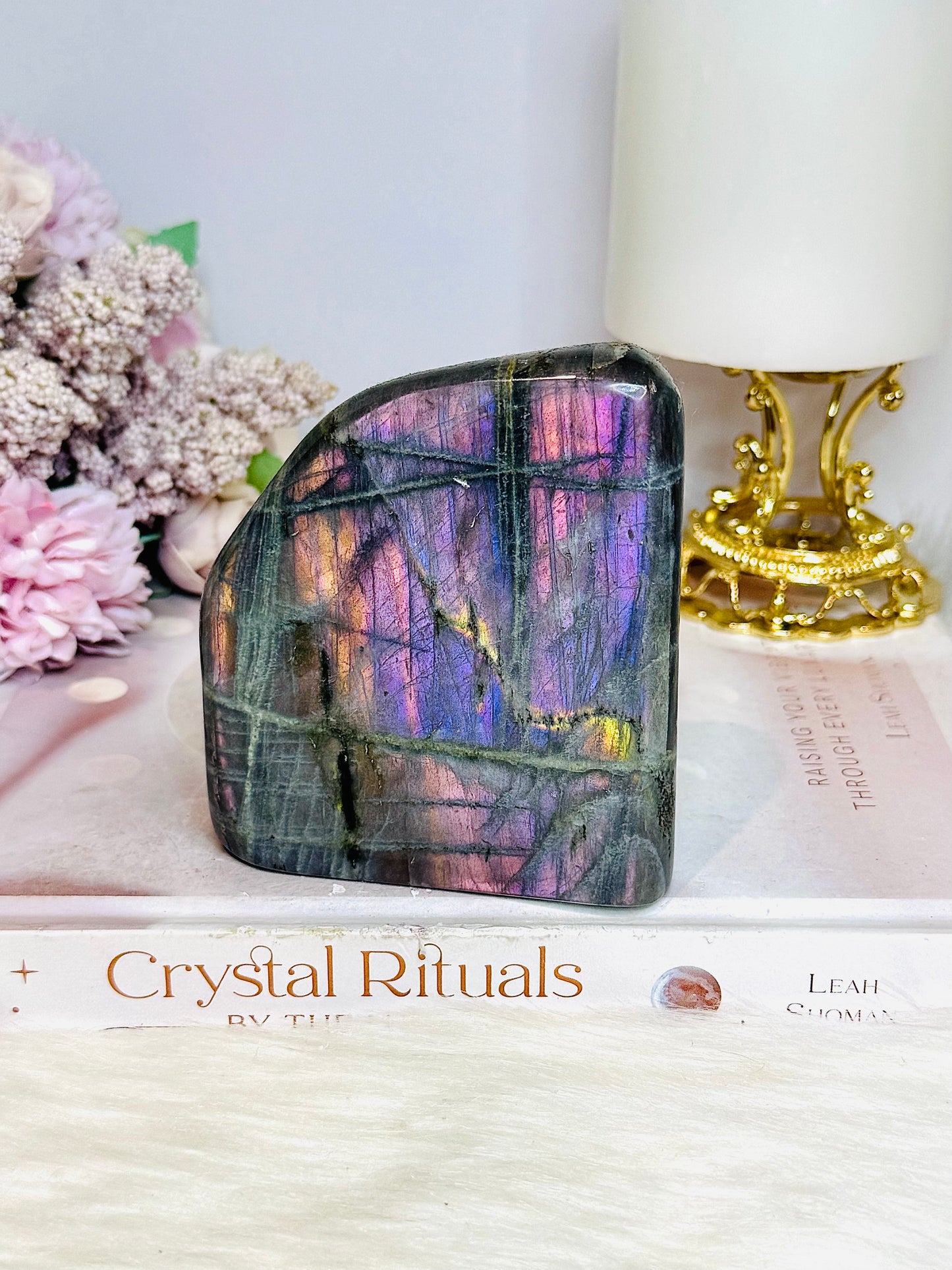 Labradorite Freeform with Pink & Purple Flash 9cm 475g
