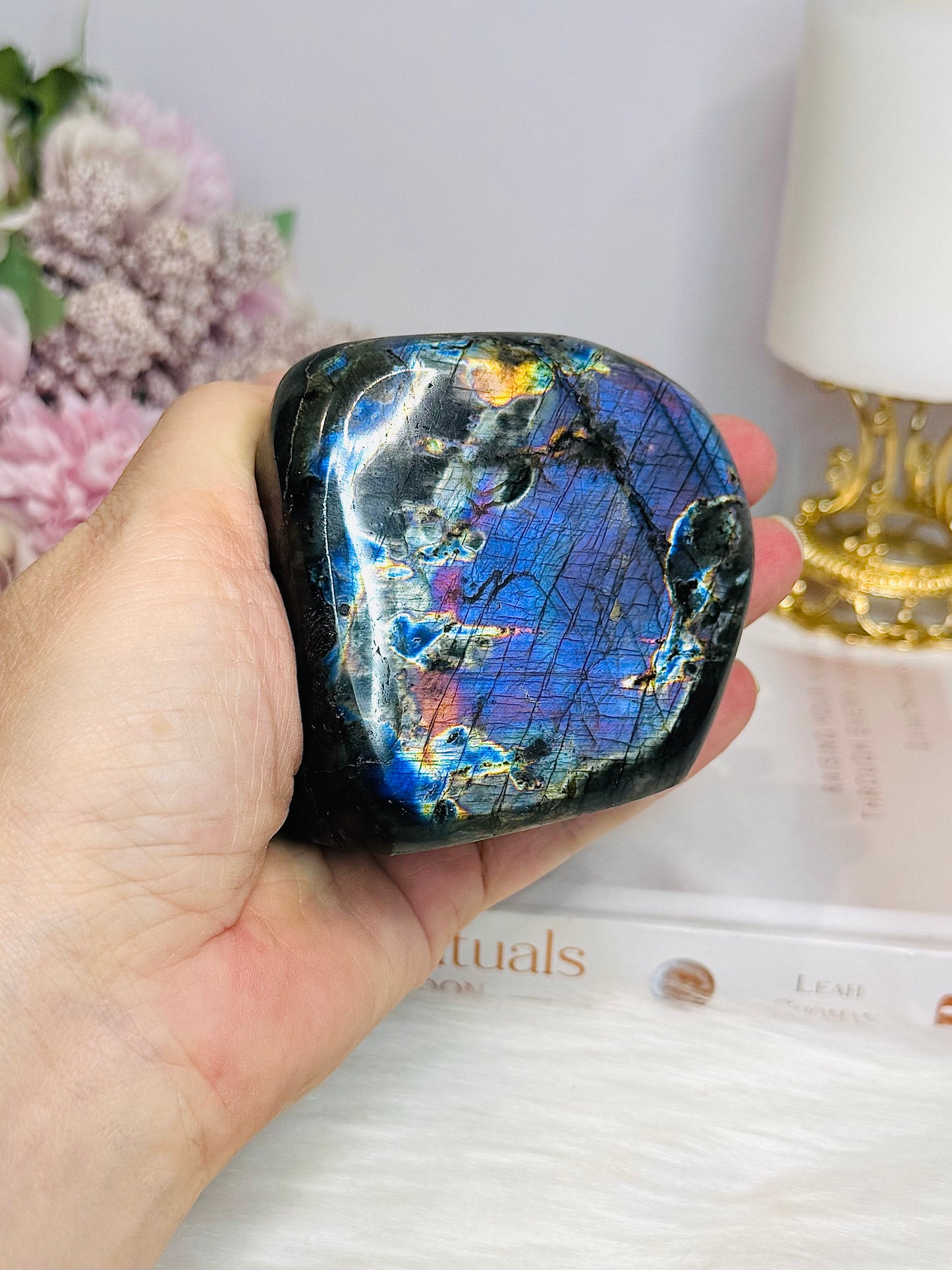 High Grade Spectrolite (Labradorite) Freeform from Finland - (Flash is all purple although it looks blue in pic) 8cm 374g