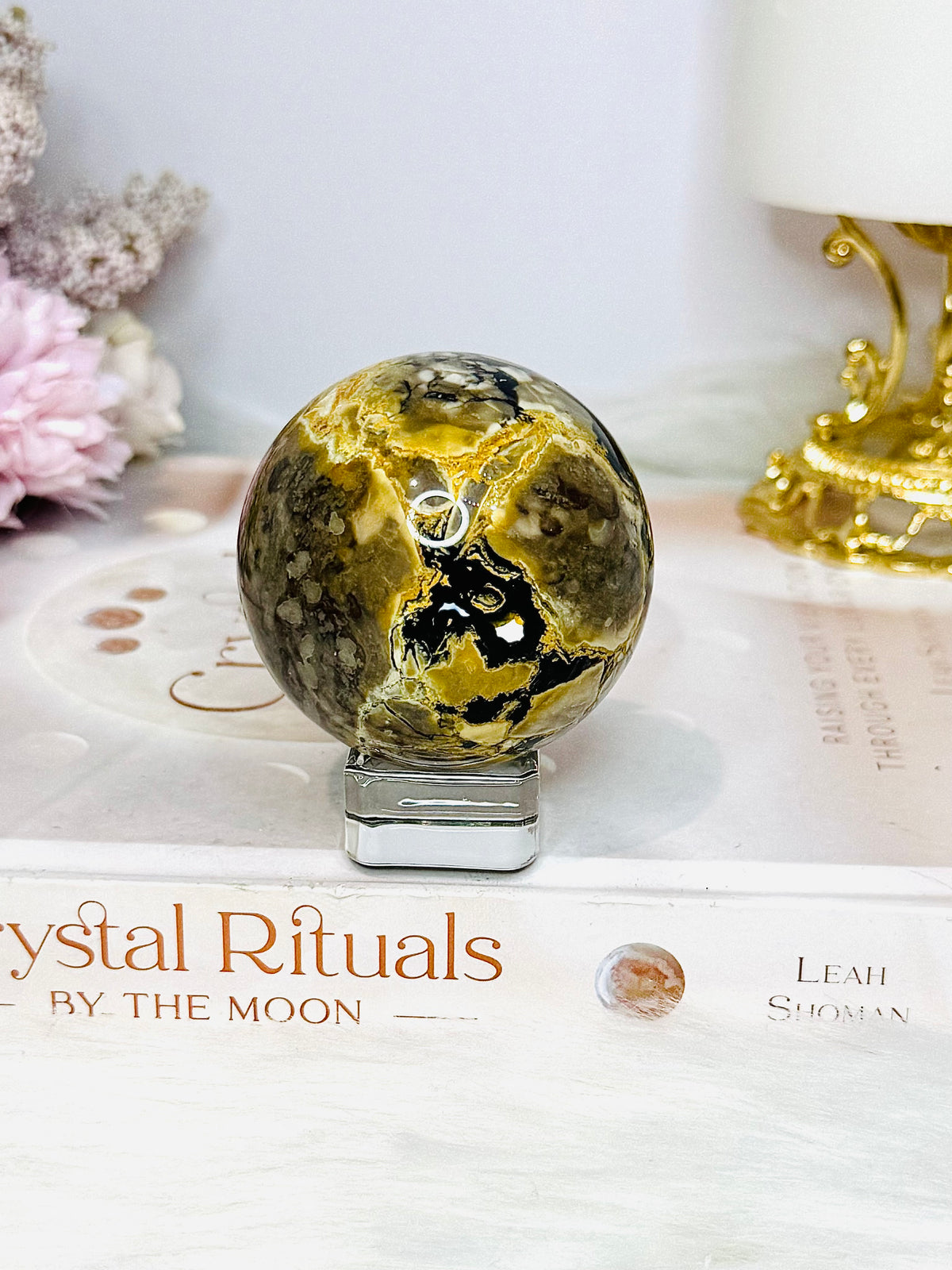 Volcano Agate (UV Reactive) Sphere on Stand 186g