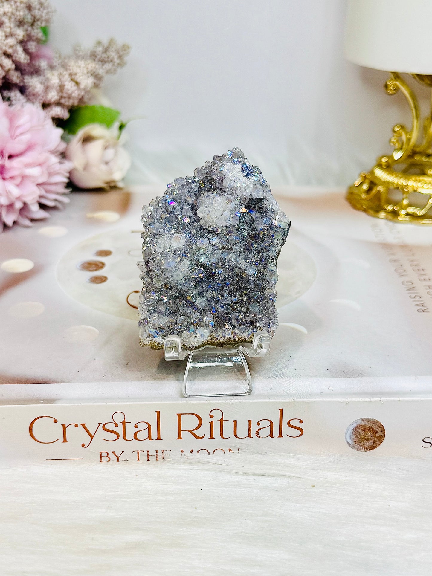 Small Aura Amethyst Druzy Slab 6cm (stand is display only)