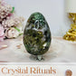 Moss Agate Druzy Egg On Stand 6.5cm