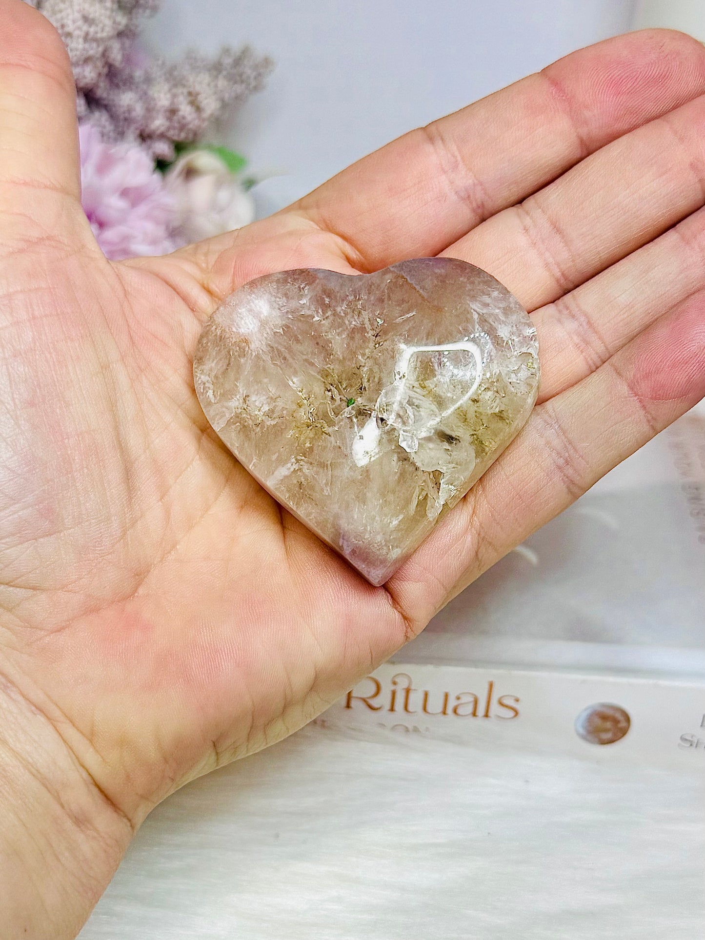 Pink Amethyst Heart On Stand 5cm