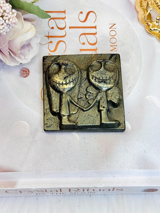 Jack & Sally Pyrite Carving 5.5cm