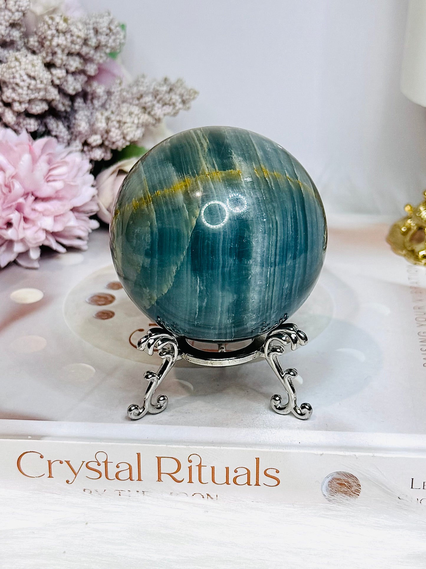 Blue Onyx Sphere on Stand 350g