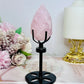 High Grade Rose Quartz Carved Diamond on Stand 14cm