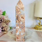 Unique Large 14cm Druzy Pink Agate Tower