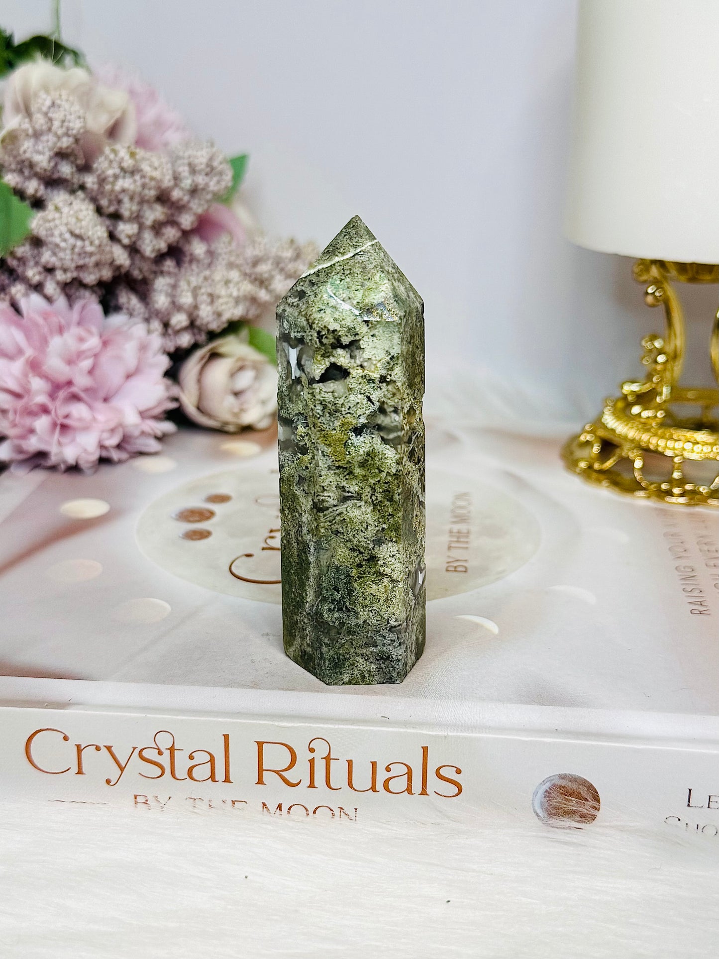 Moss Agate Tower 8.5cm