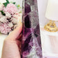 Fabulous Tall 23.5cm 968gram Purple Fluorite Tower with Rainbows