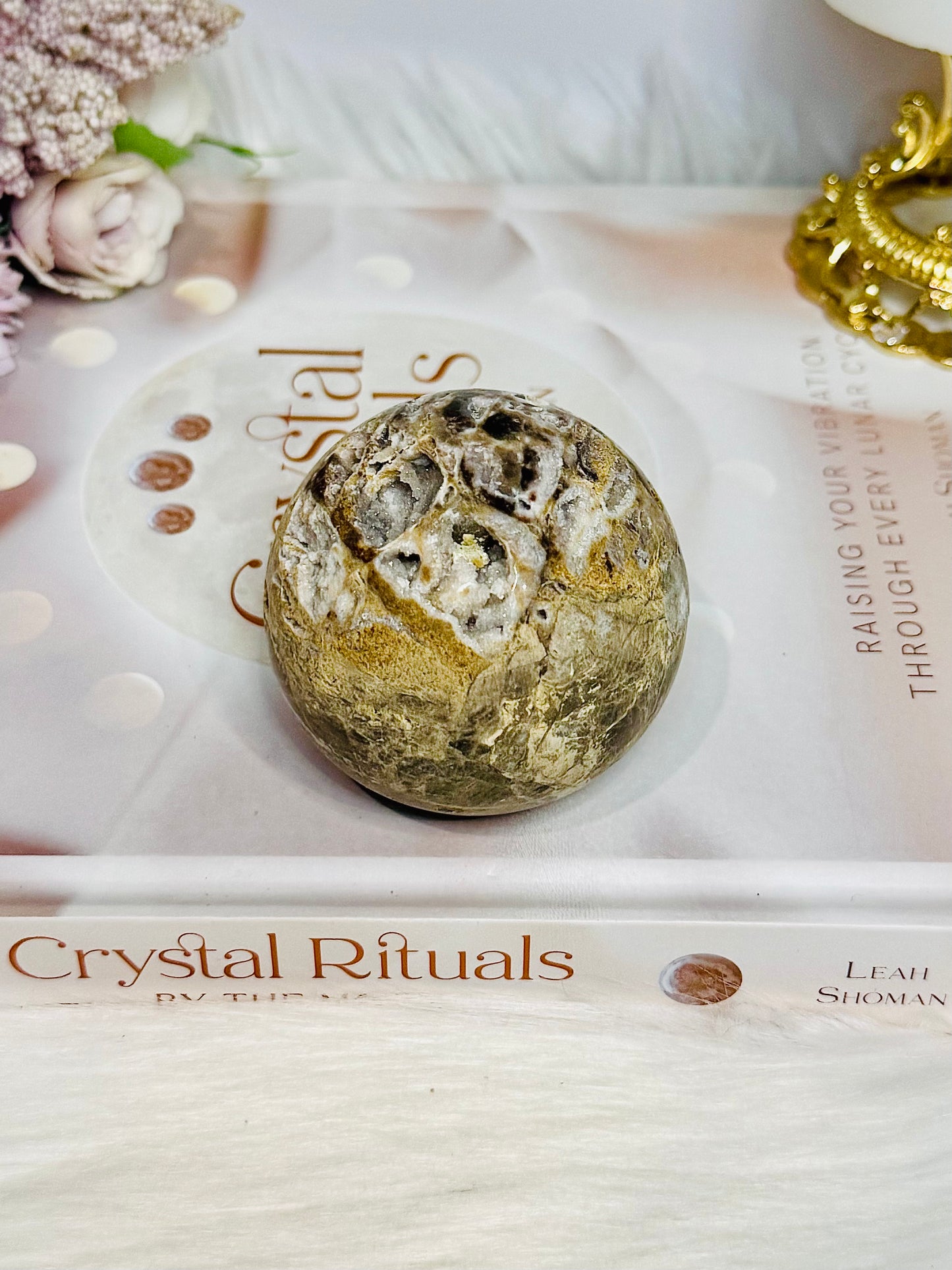 Druzy Sphalerite Sphere with Imperfection at Back 268g (stands alone)