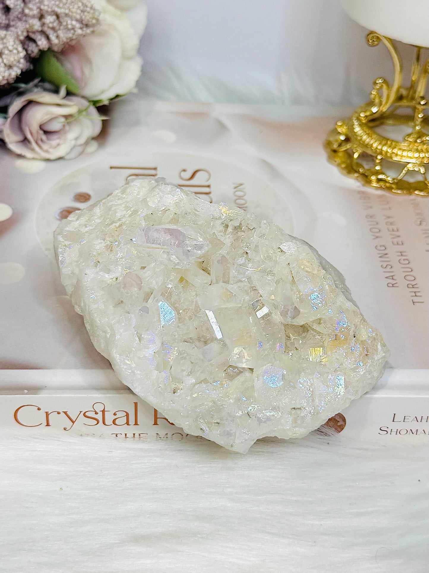 Large Angel Aura Clear Quartz Cluster 428g