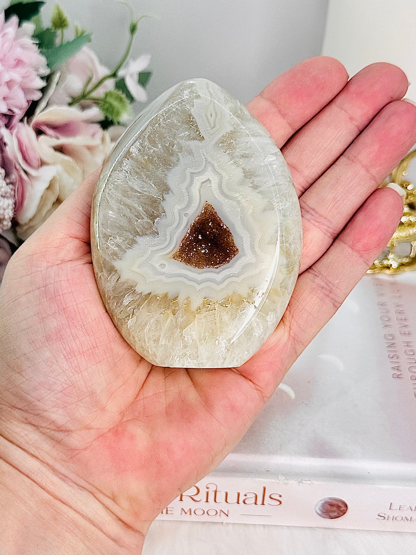Just Gorgeous!!! Druzy Agate Carved Flame | Freeform From Brazil 254grams