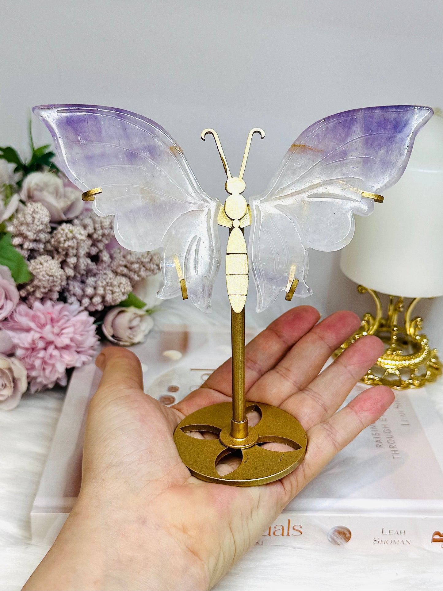 High Grade Amethyst in Quartz Butterfly Wings 15cm
